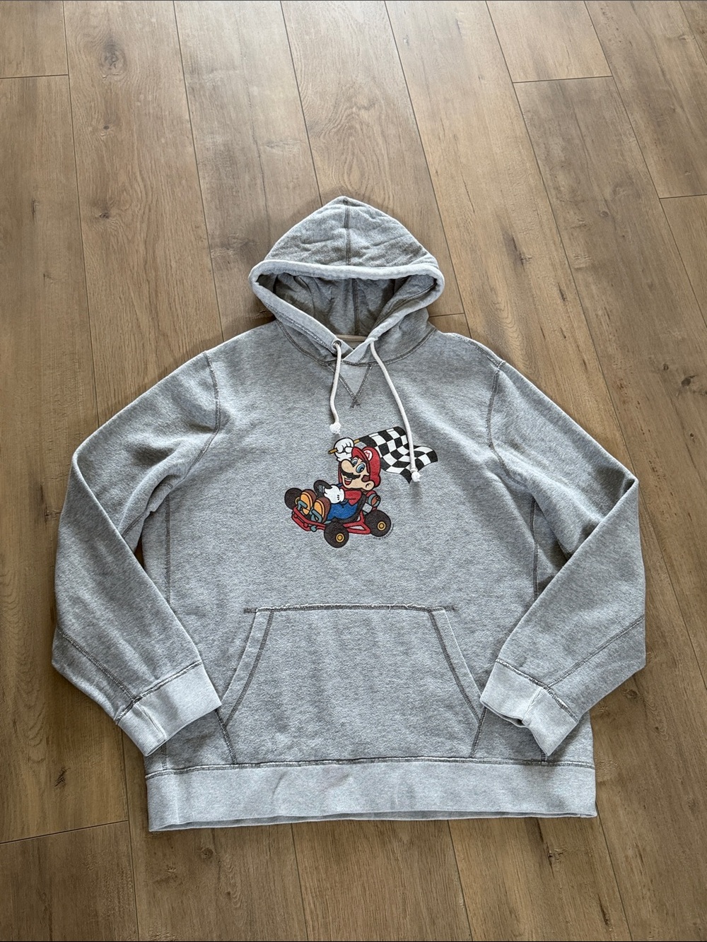 Abercrombie & Fitch Nintendo Mario Kart Pullover Hoodie Size XXL Grey Retro EUC